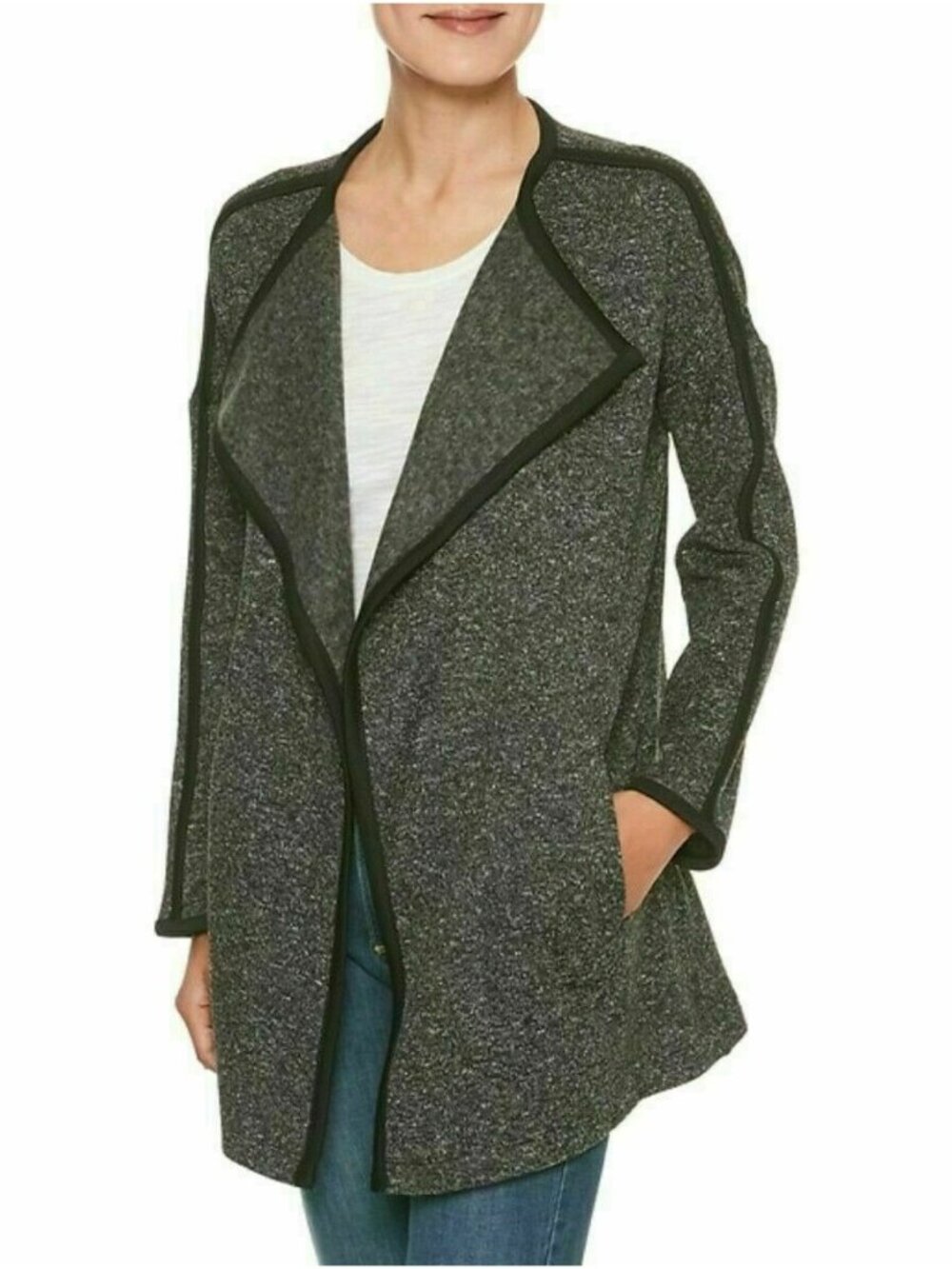 Banana Republic Open Front Jacket Cardigan Sweater in Gray/ Black -  Sz S